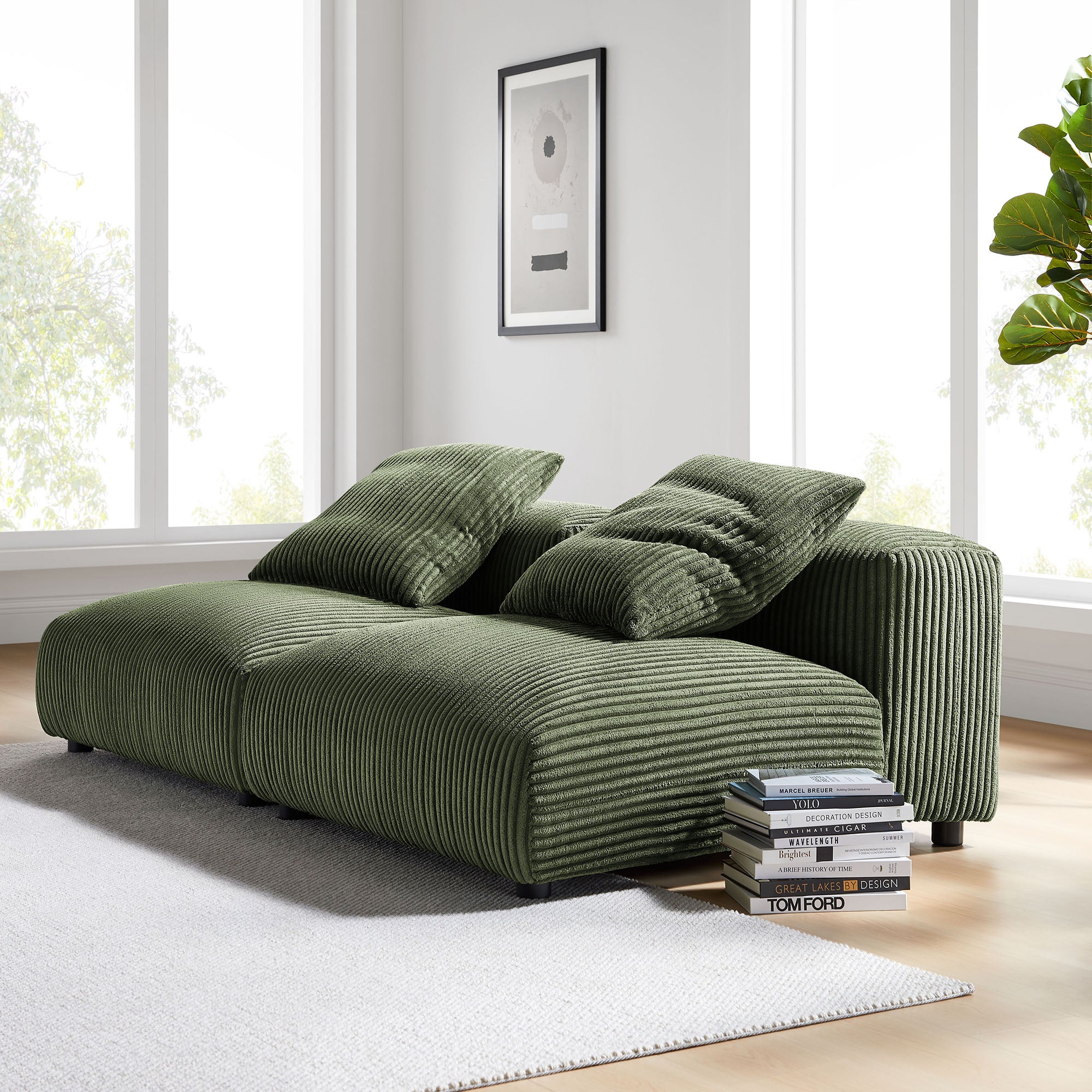 Solace 2-Piece Modular Corduroy Upholstered Sofa - Fern