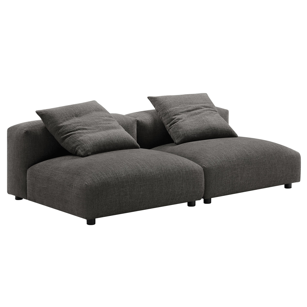 Solace 2-Piece Modular Upholstered Fabric Sofa - Charcoal