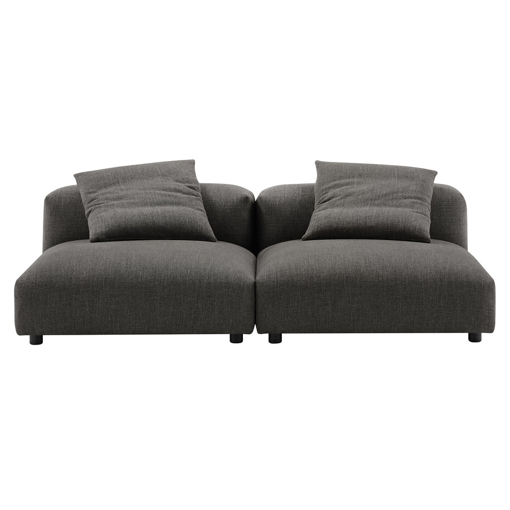 Solace 2-Piece Modular Upholstered Fabric Sofa - Charcoal
