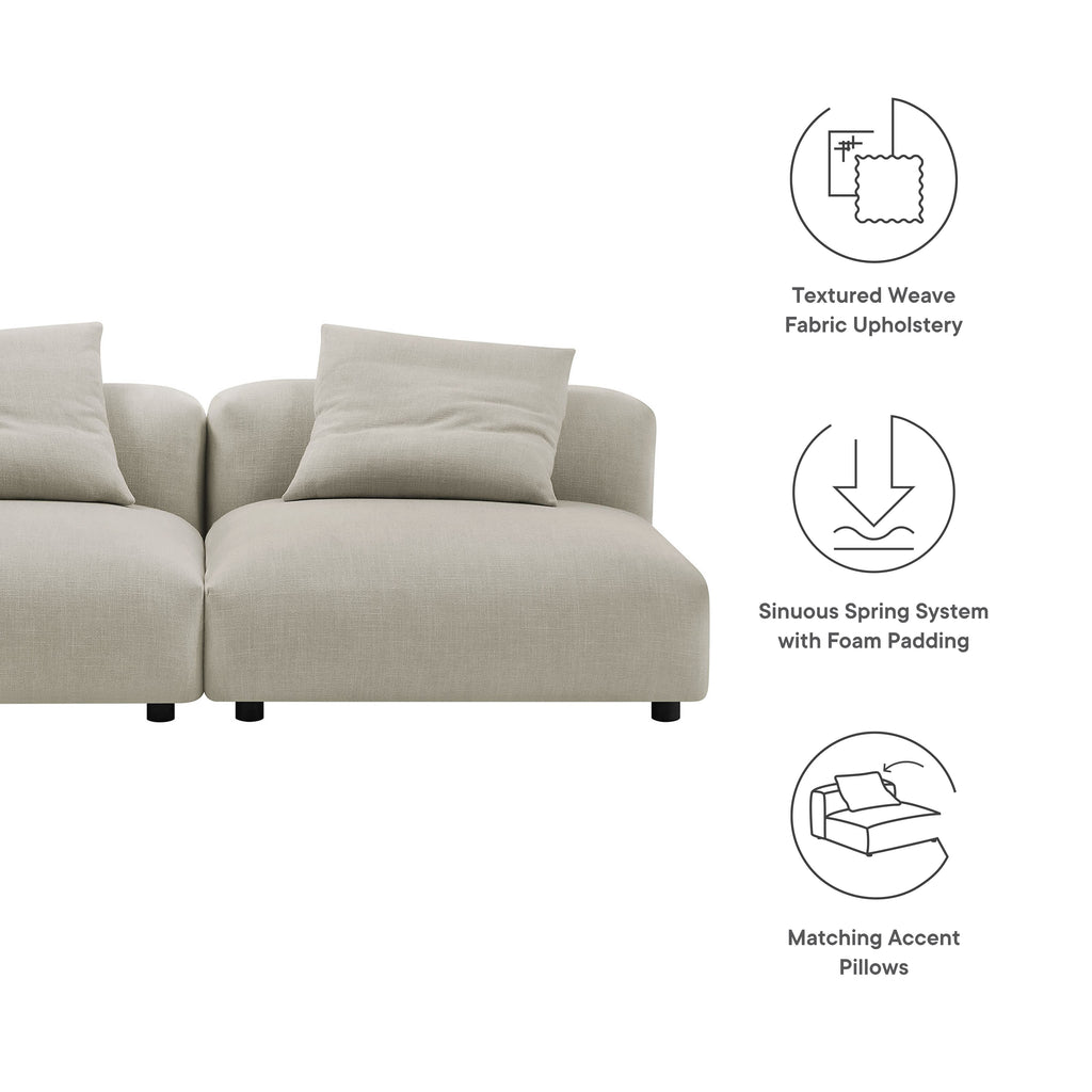 Solace 2-Piece Modular Upholstered Fabric Sofa - Linen