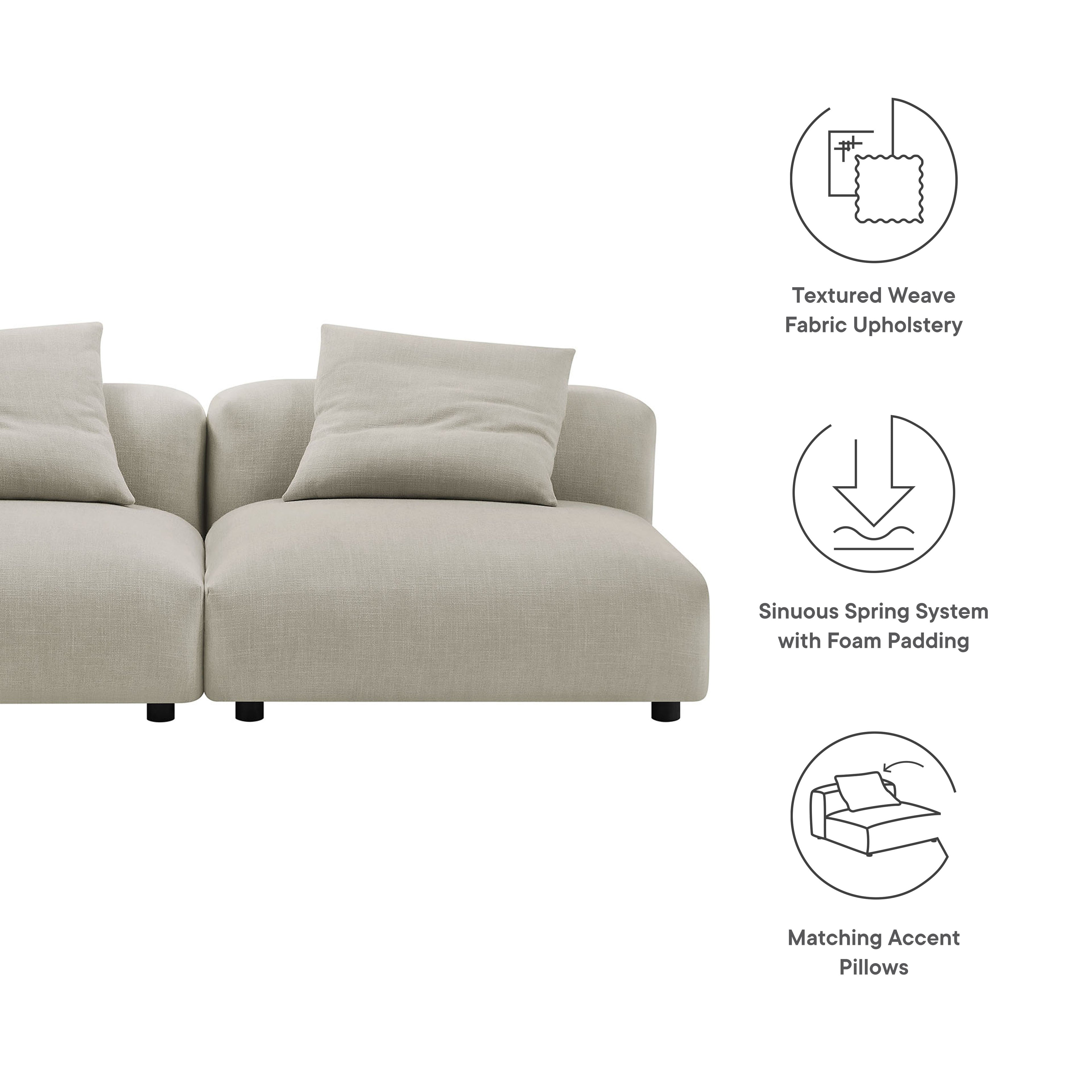 Solace 2-Piece Modular Upholstered Fabric Sofa - Linen