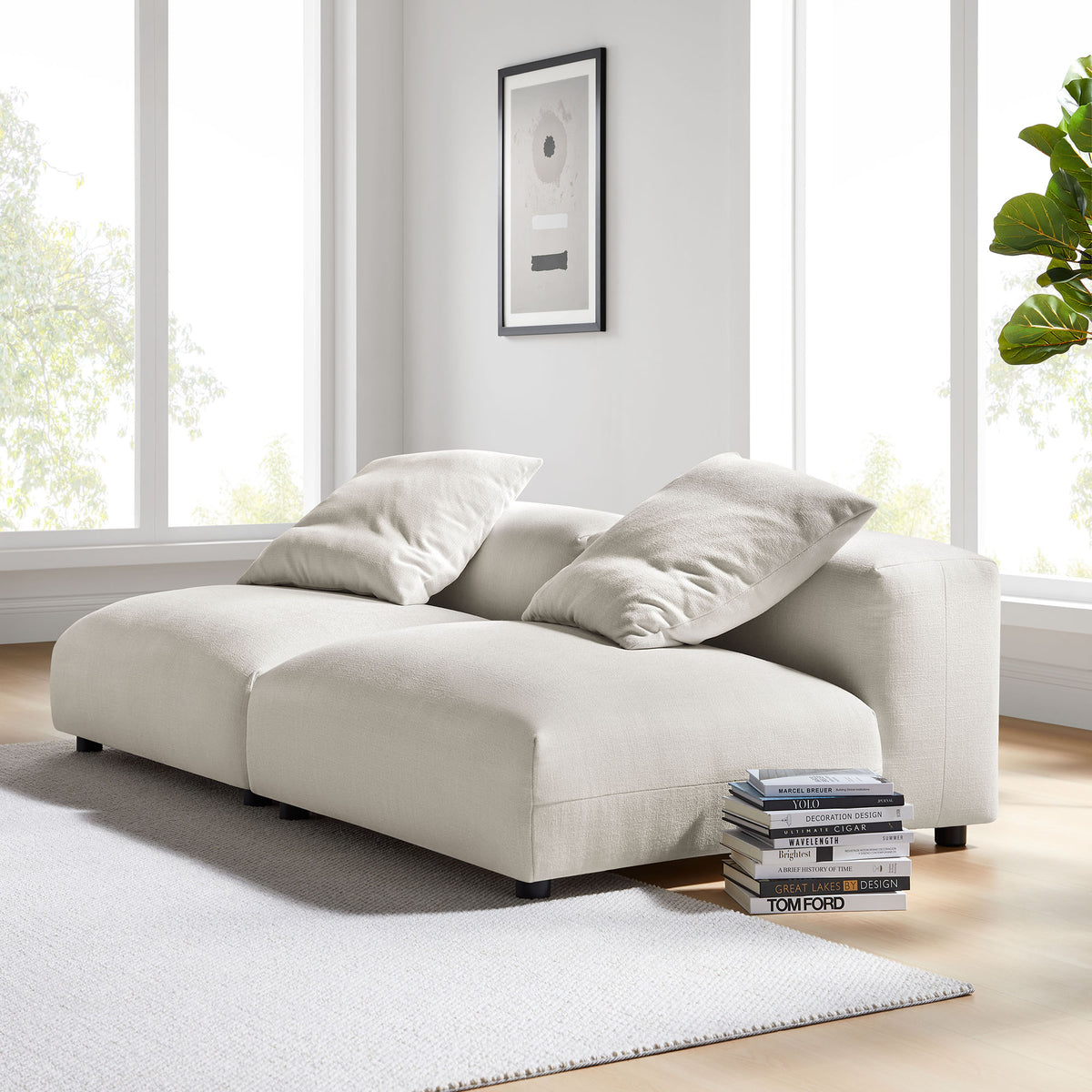 Solace 2-Piece Modular Upholstered Fabric Sofa - Salt