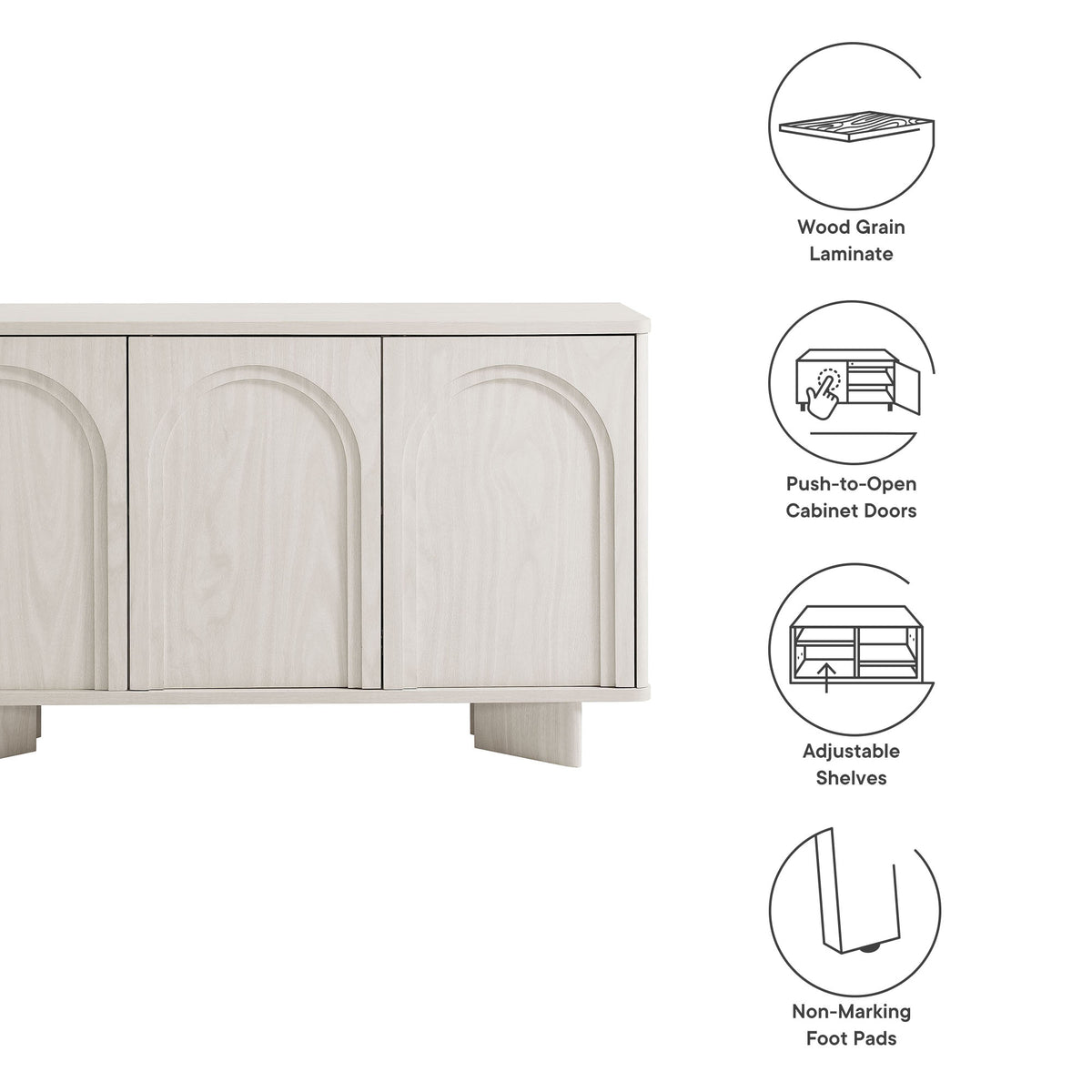 Flux Arched 3-Door Sideboard - White Wash