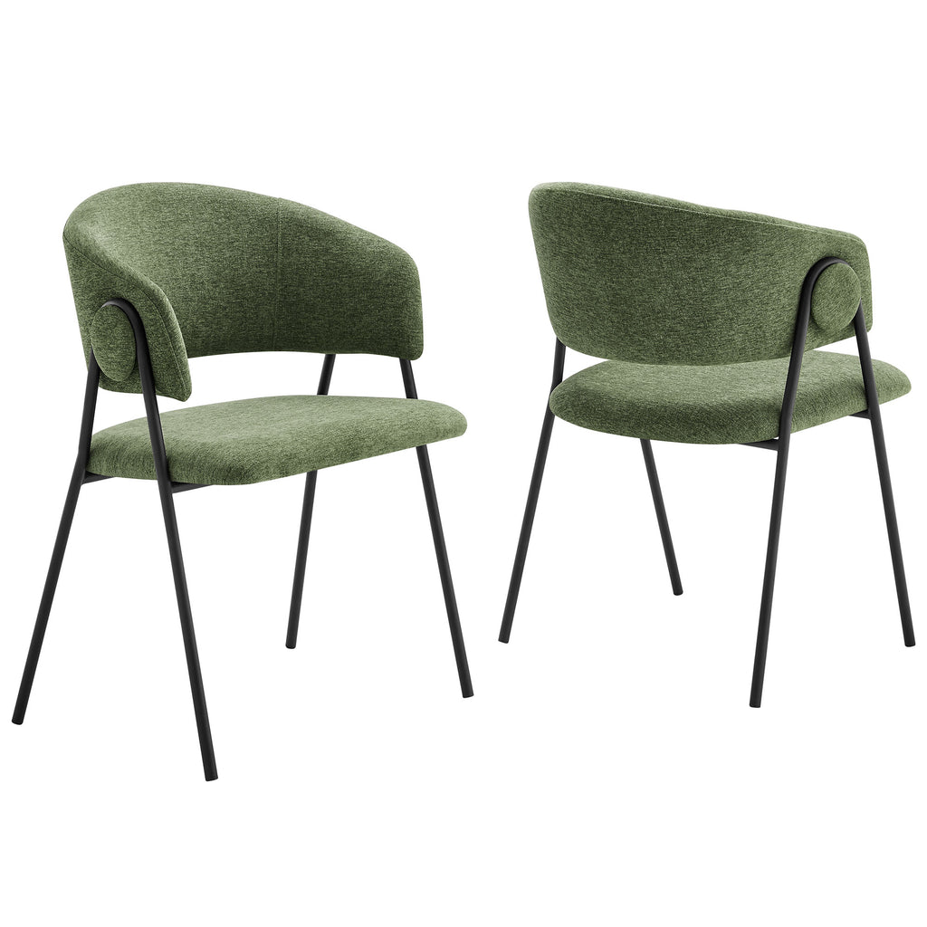 Nella Upholstered Heathered Chenille Dining Chairs Set of 2 - Eucalyptus Black