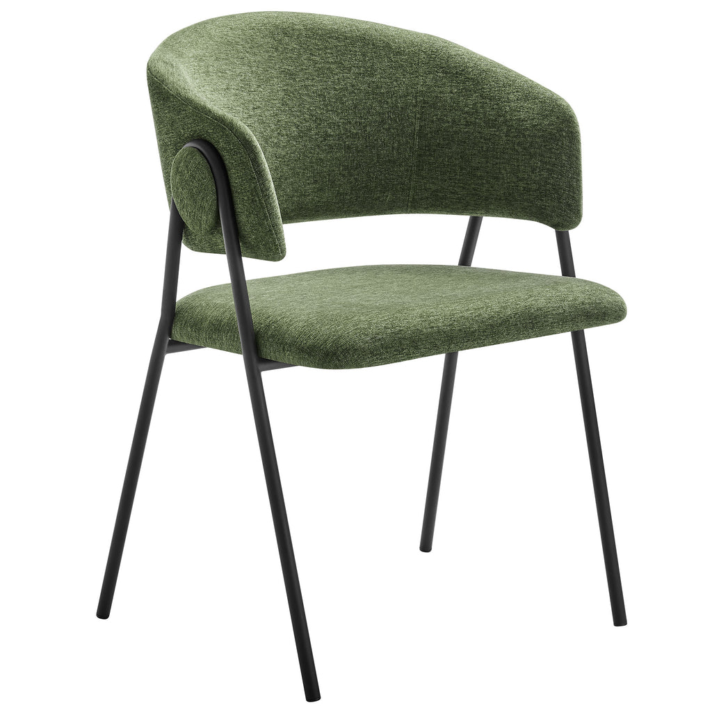 Nella Upholstered Heathered Chenille Dining Chairs Set of 2 - Eucalyptus Black