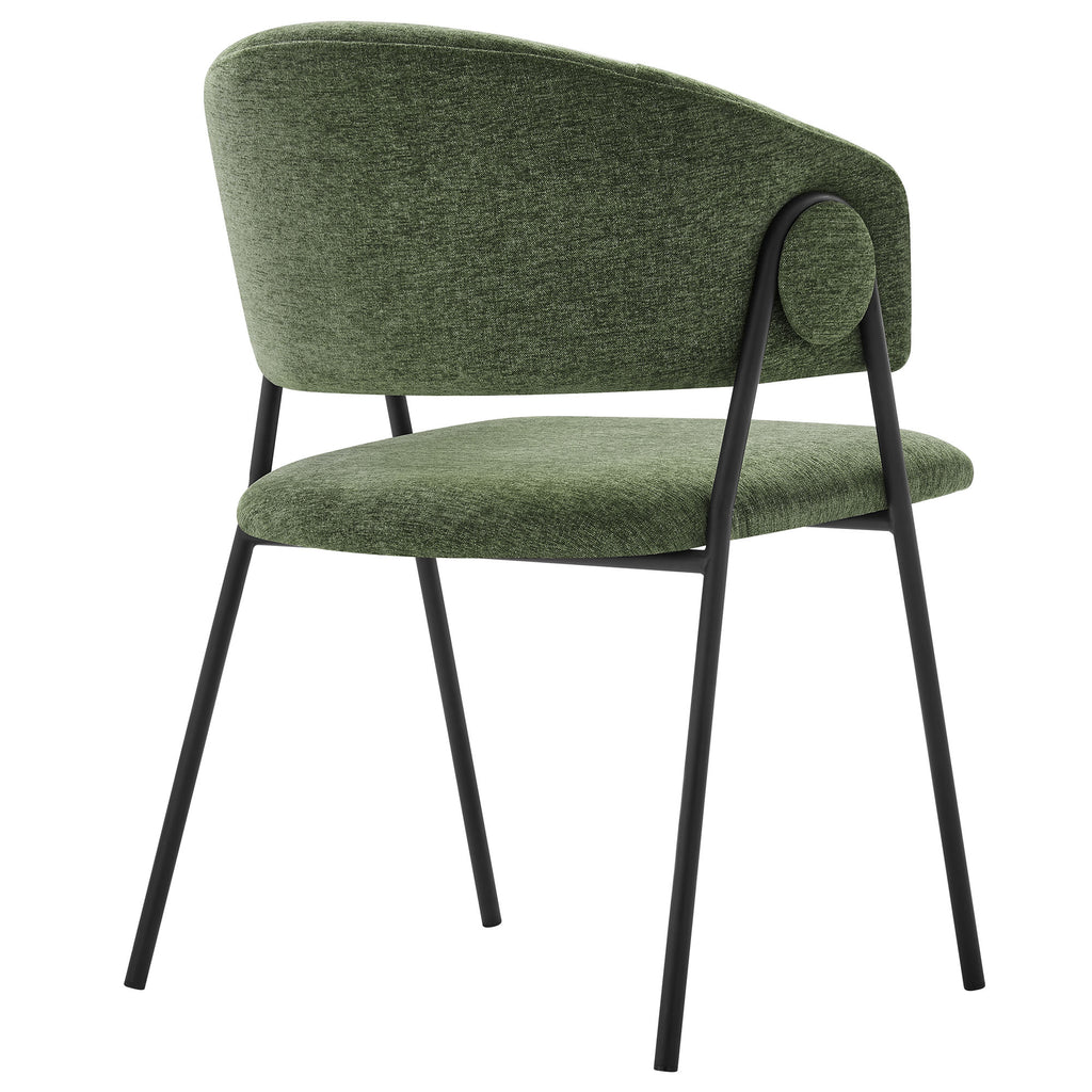 Nella Upholstered Heathered Chenille Dining Chairs Set of 2 - Eucalyptus Black
