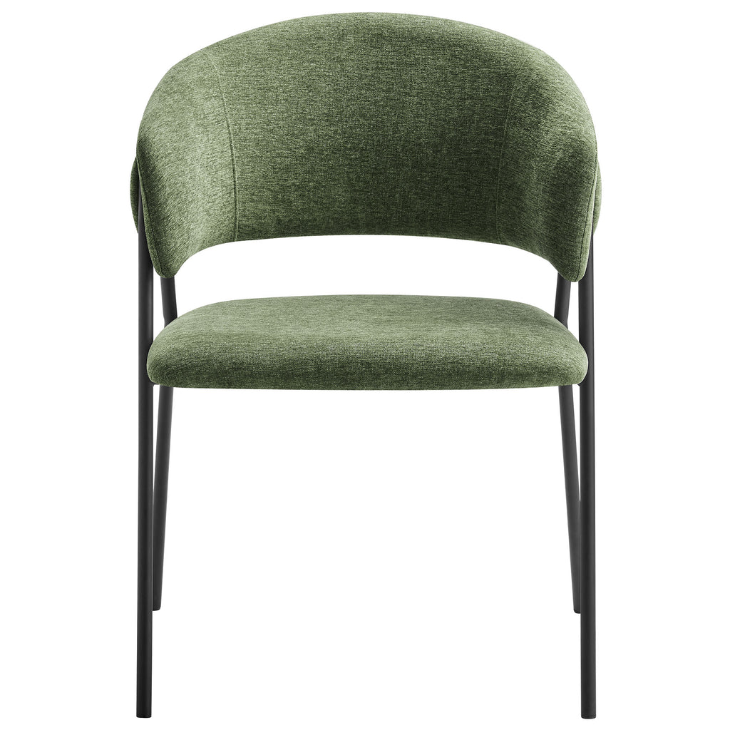 Nella Upholstered Heathered Chenille Dining Chairs Set of 2 - Eucalyptus Black
