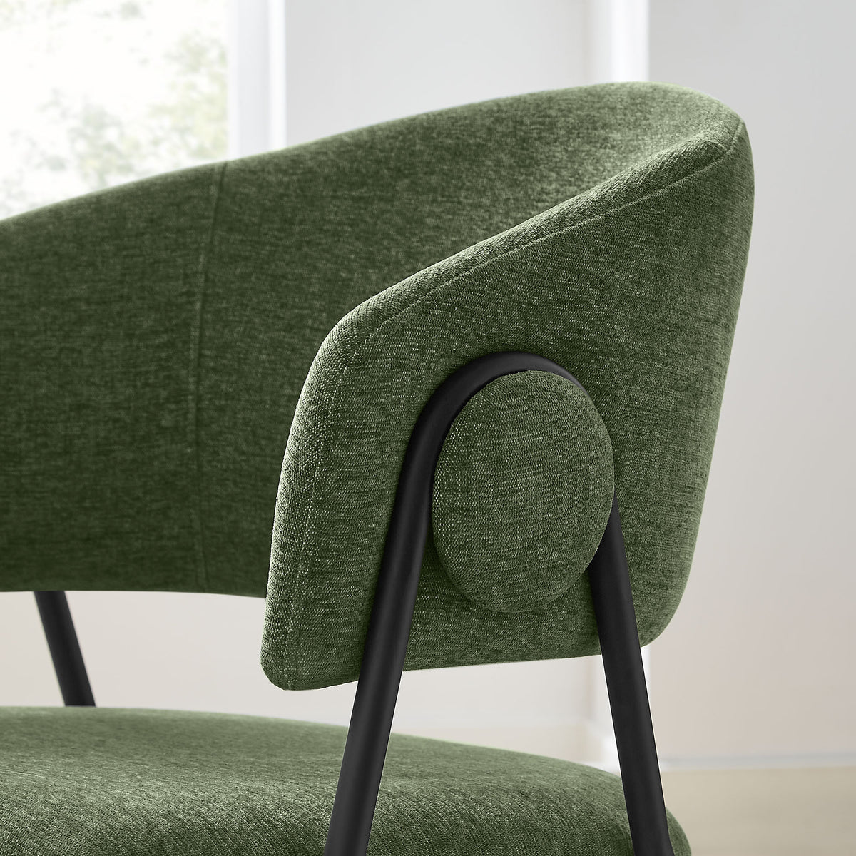 Nella Upholstered Heathered Chenille Dining Chairs Set of 2 - Eucalyptus Black