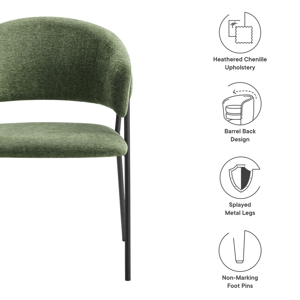 Nella Upholstered Heathered Chenille Dining Chairs Set of 2 - Eucalyptus Black
