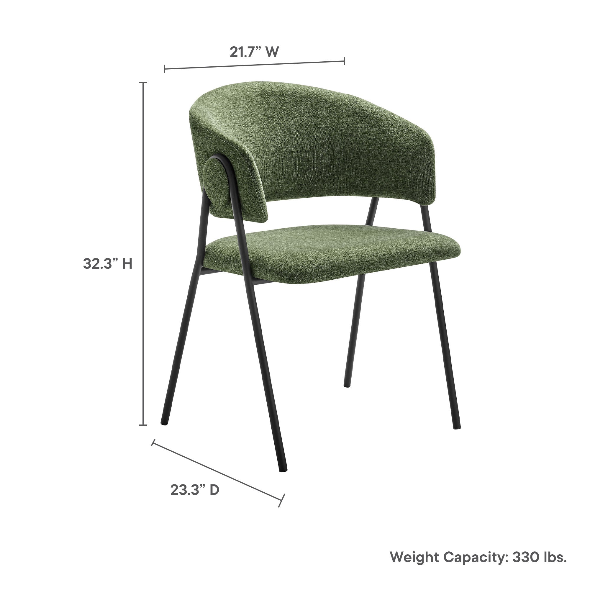 Nella Upholstered Heathered Chenille Dining Chairs Set of 2 - Eucalyptus Black