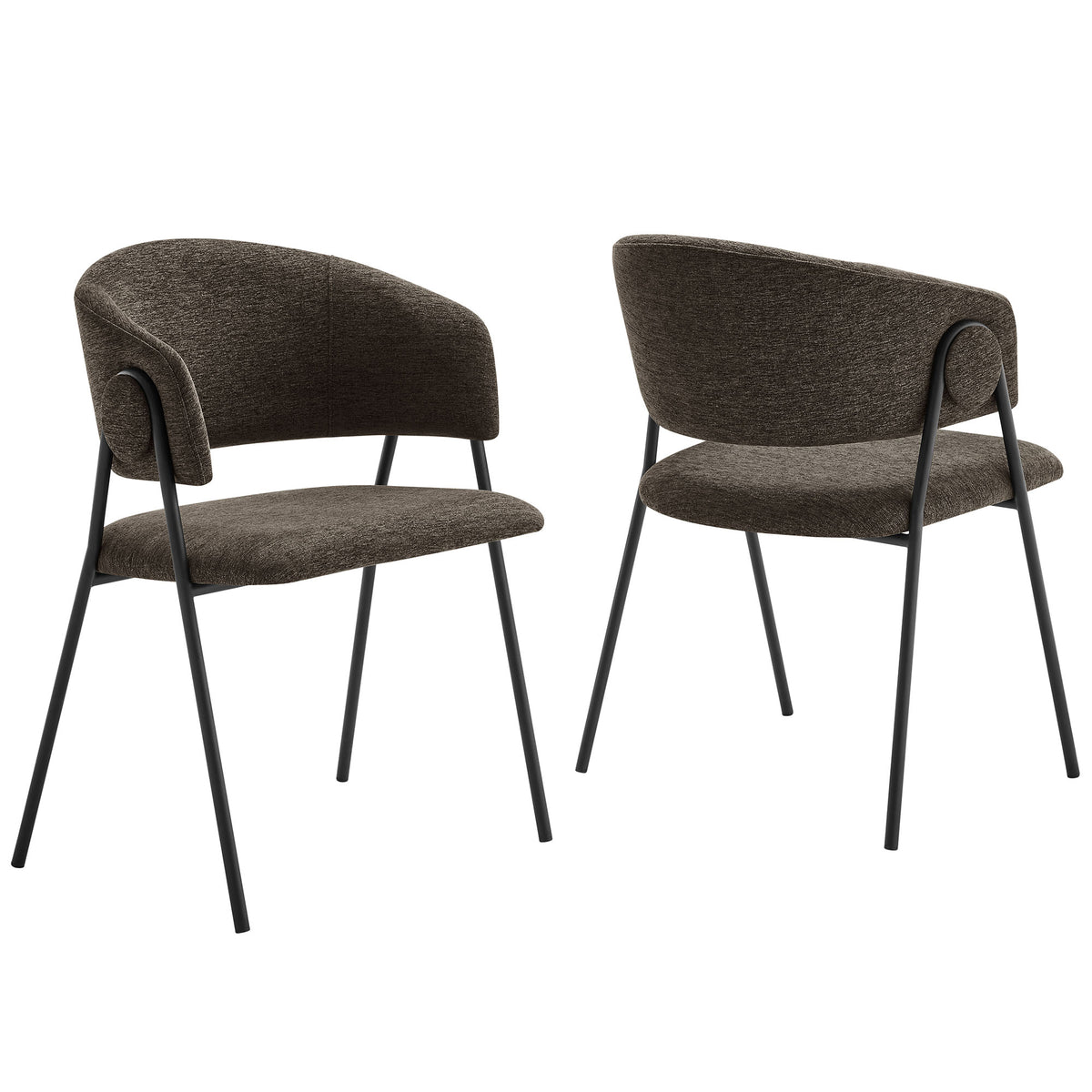Nella Upholstered Heathered Chenille Dining Chairs Set of 2 - Java Black