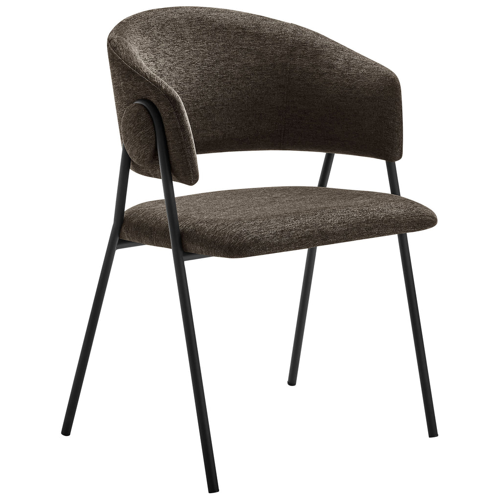 Nella Upholstered Heathered Chenille Dining Chairs Set of 2 - Java Black
