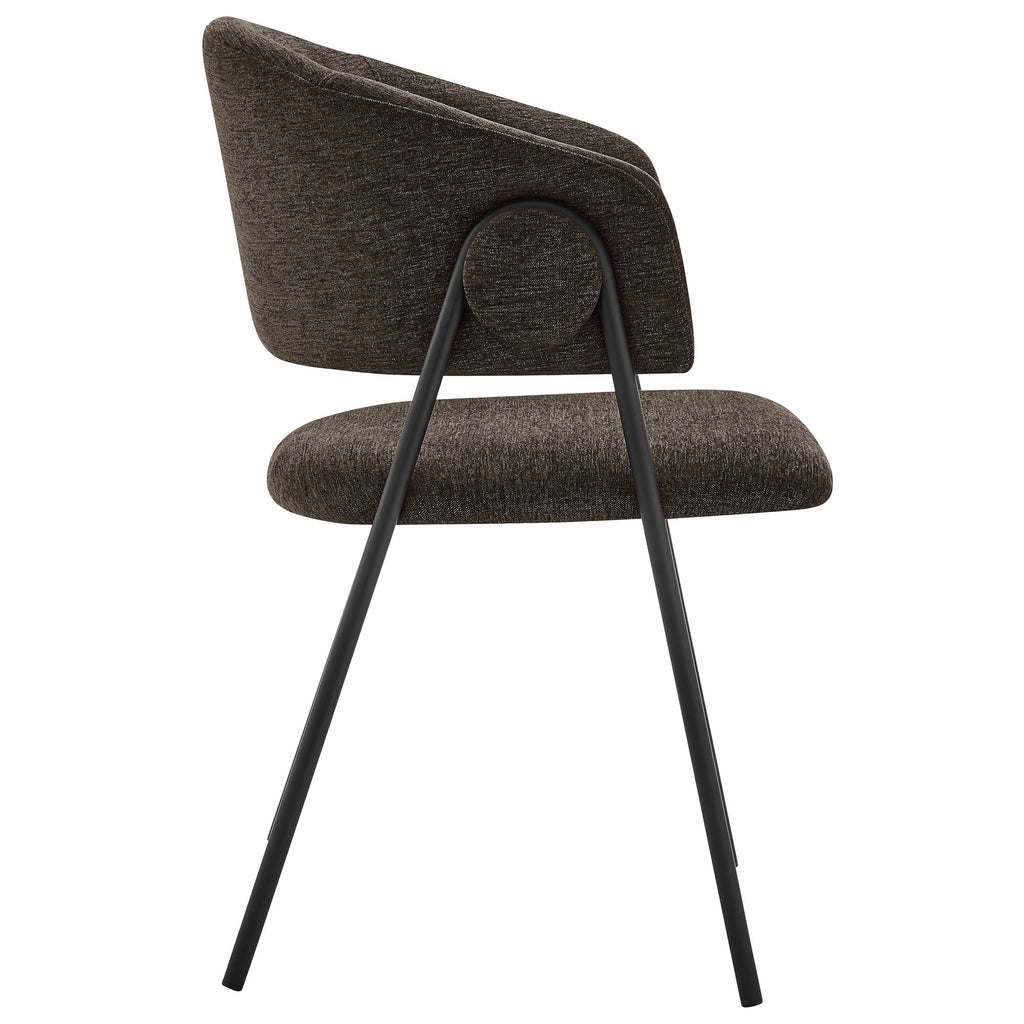 Nella Upholstered Heathered Chenille Dining Chairs Set of 2 - Java Black