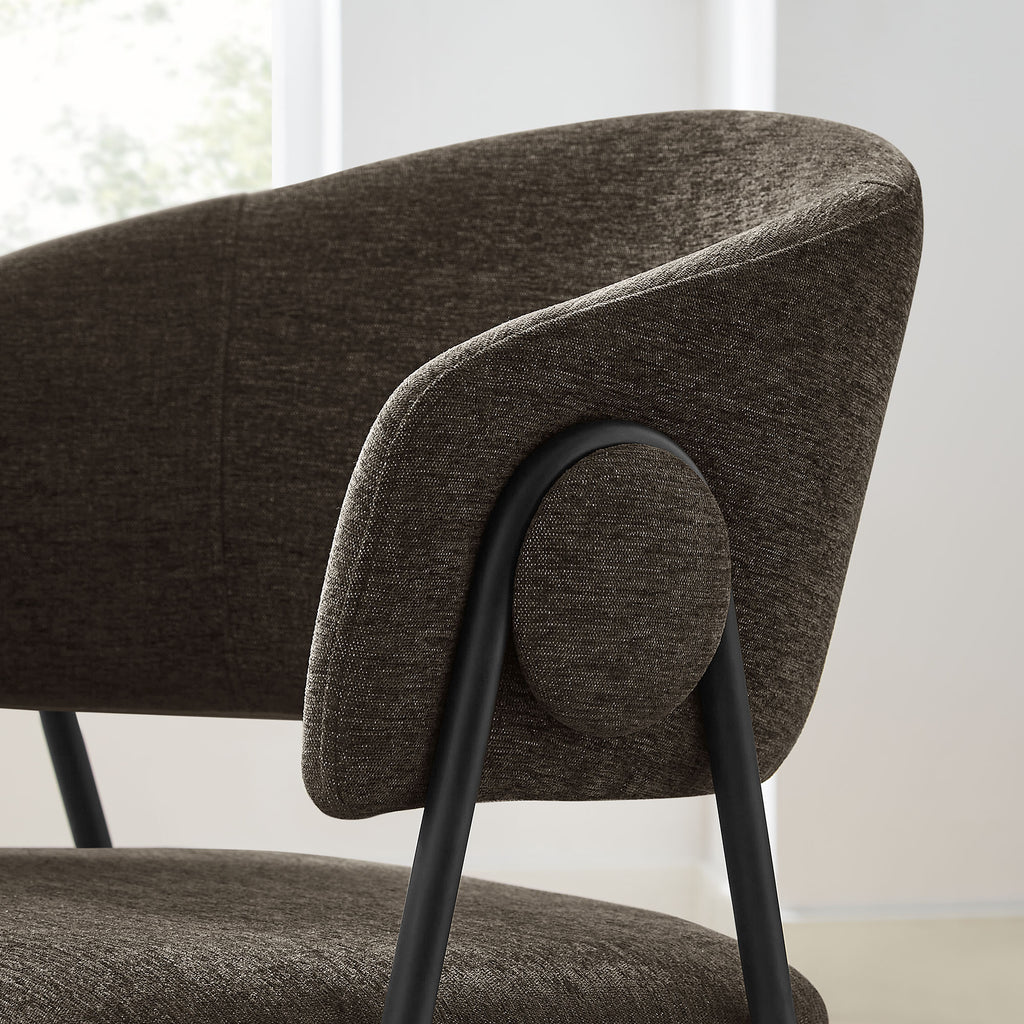 Nella Upholstered Heathered Chenille Dining Chairs Set of 2 - Java Black