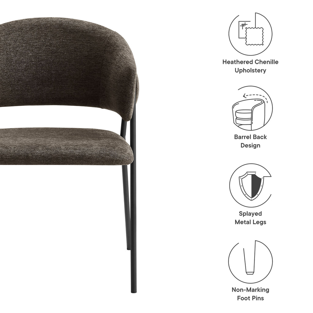 Nella Upholstered Heathered Chenille Dining Chairs Set of 2 - Java Black