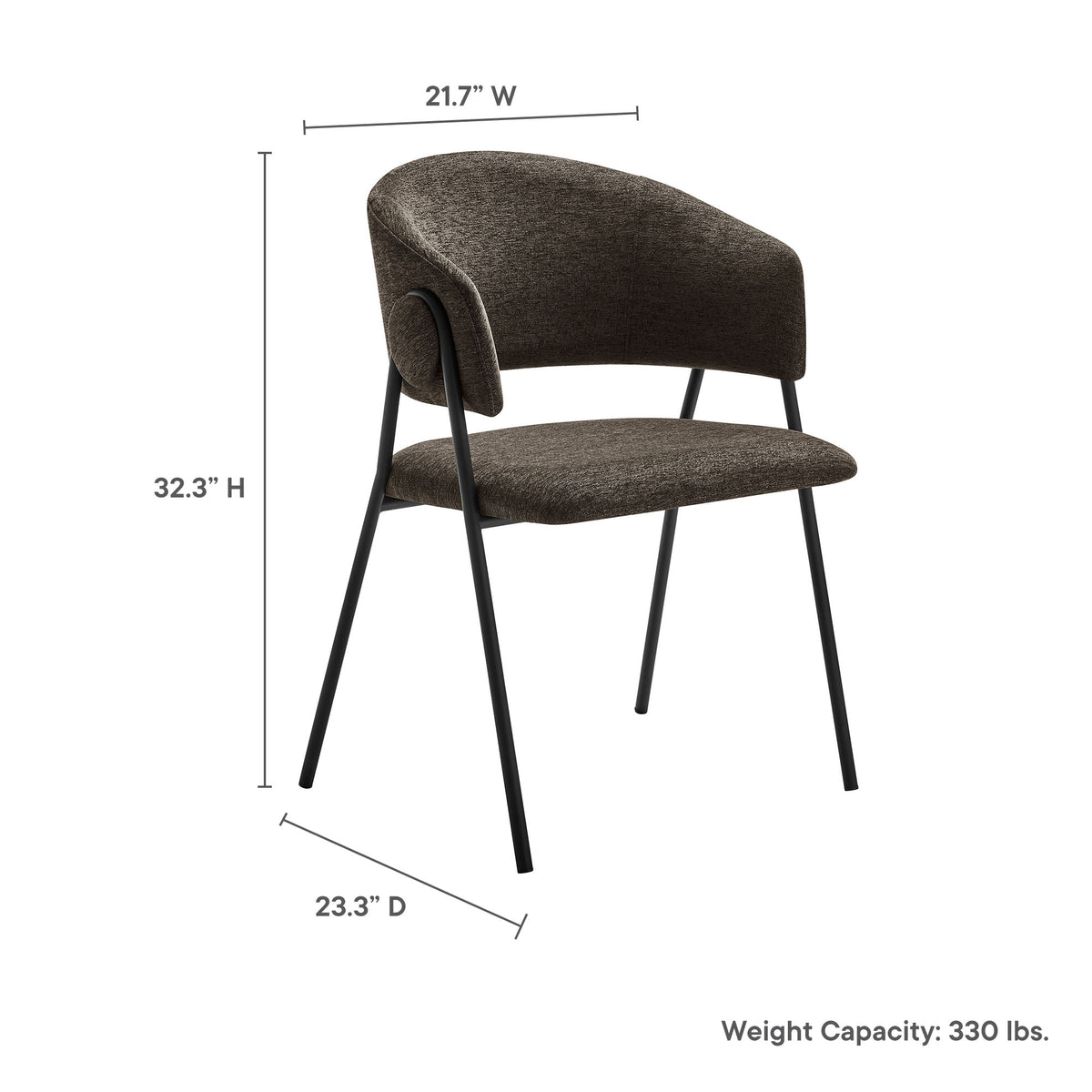 Nella Upholstered Heathered Chenille Dining Chairs Set of 2 - Java Black