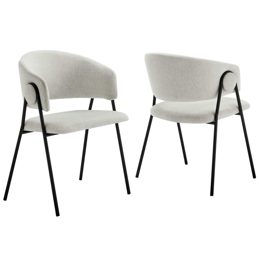 Nella Upholstered Heathered Chenille Dining Chairs Set of 2 - Newsprint Black
