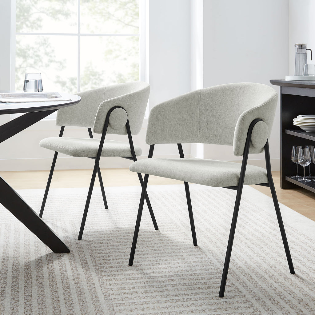 Nella Upholstered Heathered Chenille Dining Chairs Set of 2 - Newsprint Black