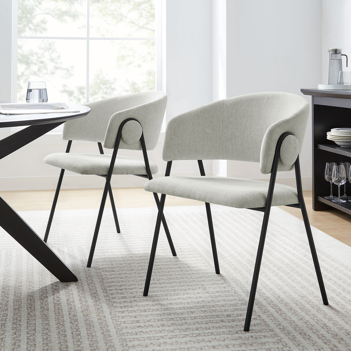 Nella Upholstered Heathered Chenille Dining Chairs Set of 2 - Newsprint Black