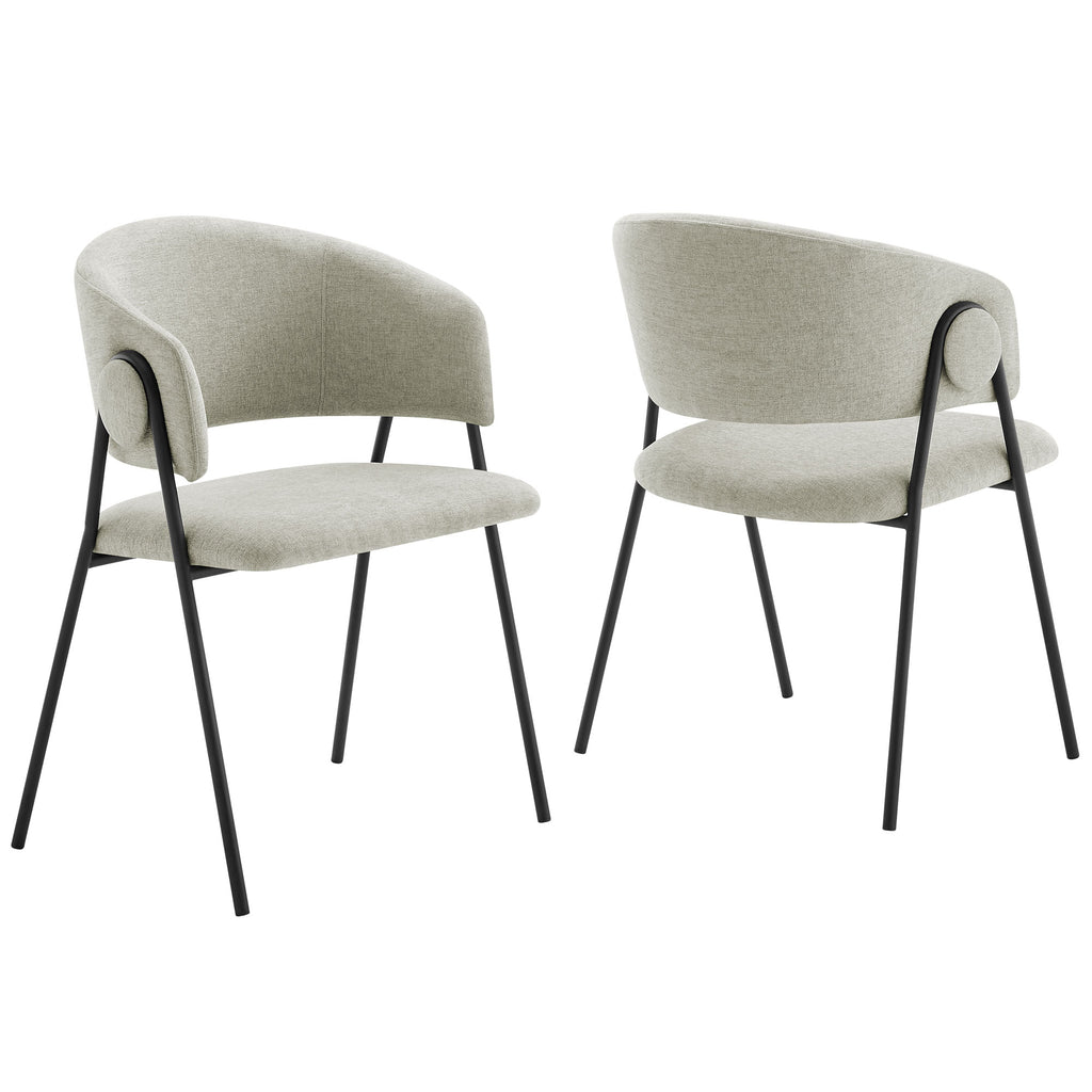 Nella Upholstered Heathered Chenille Dining Chairs Set of 2 - Taupe Black