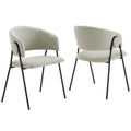 Nella Upholstered Heathered Chenille Dining Chairs Set of 2 - Taupe Black