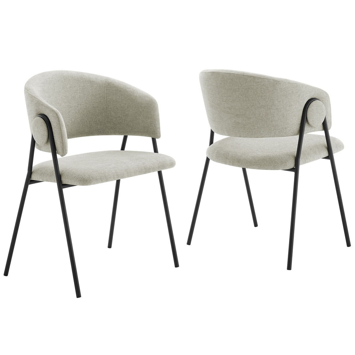 Nella Upholstered Heathered Chenille Dining Chairs Set of 2 - Taupe Black