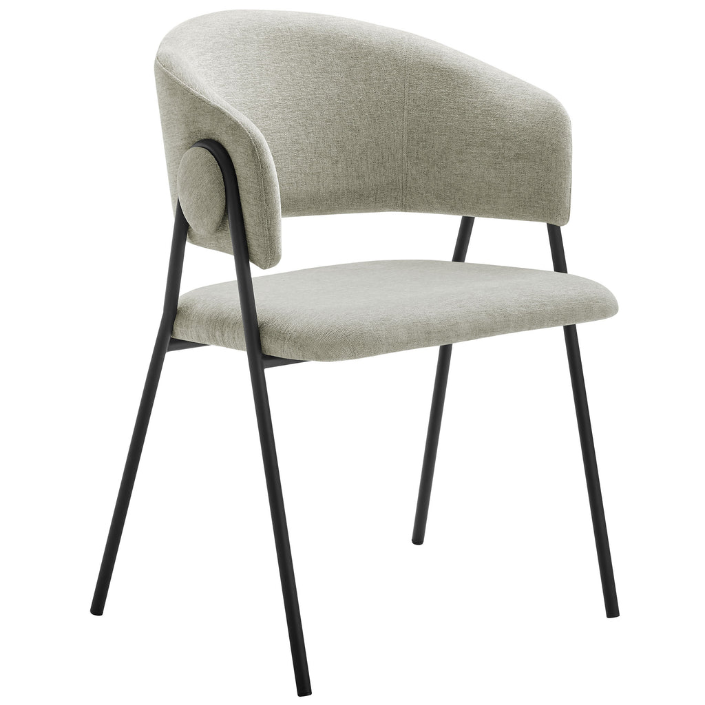 Nella Upholstered Heathered Chenille Dining Chairs Set of 2 - Taupe Black