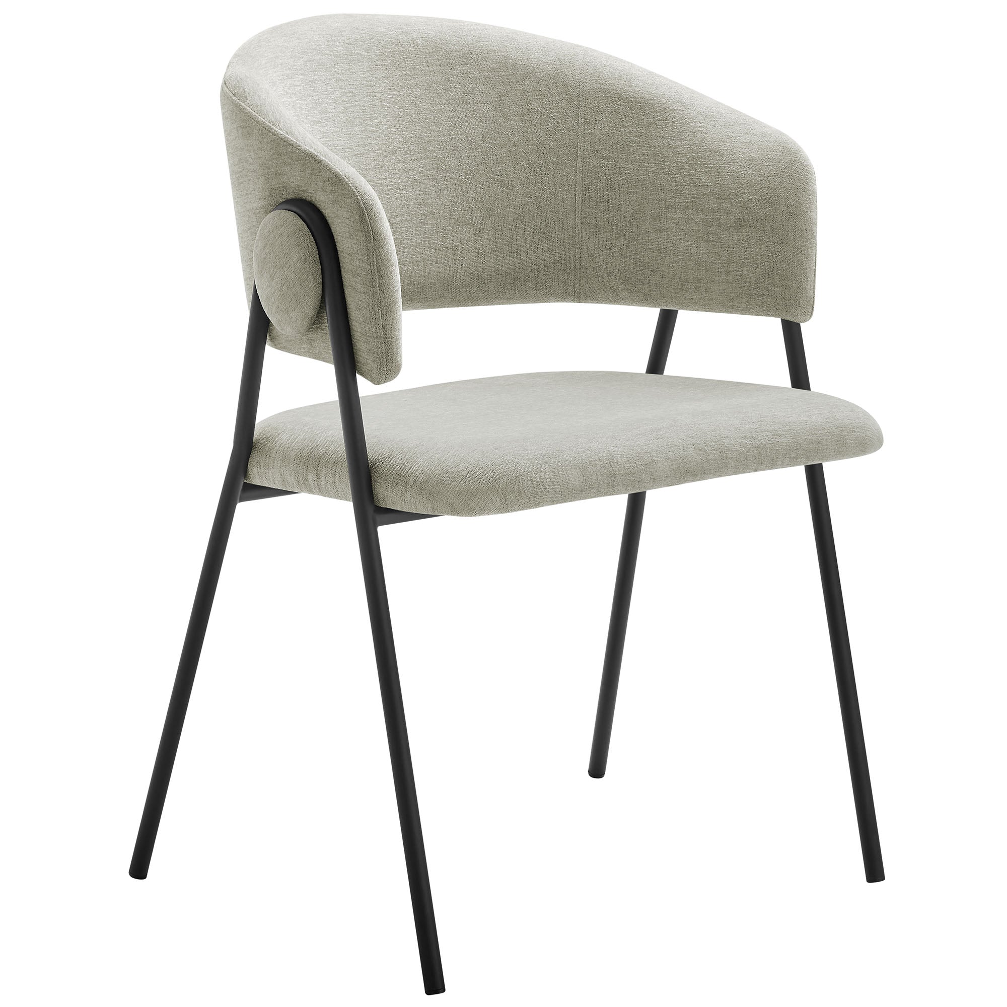 Nella Upholstered Heathered Chenille Dining Chairs Set of 2 - Taupe Black