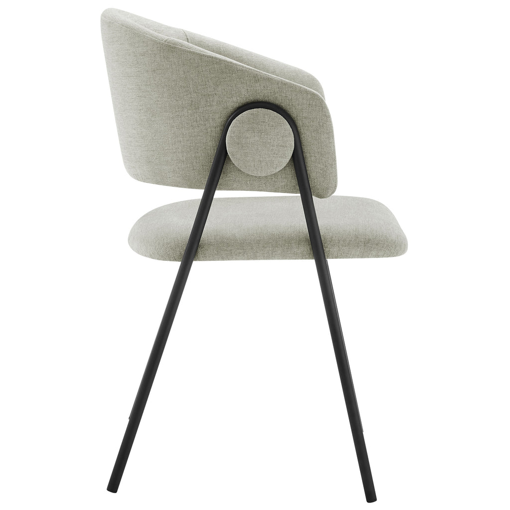 Nella Upholstered Heathered Chenille Dining Chairs Set of 2 - Taupe Black