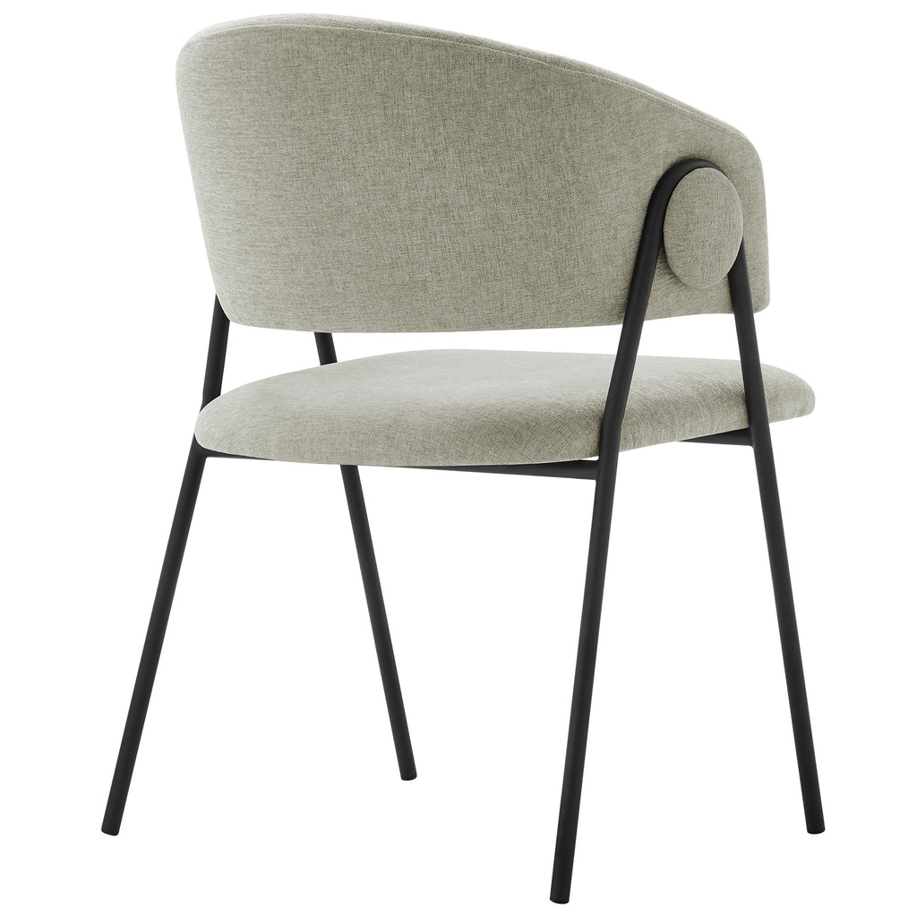 Nella Upholstered Heathered Chenille Dining Chairs Set of 2 - Taupe Black