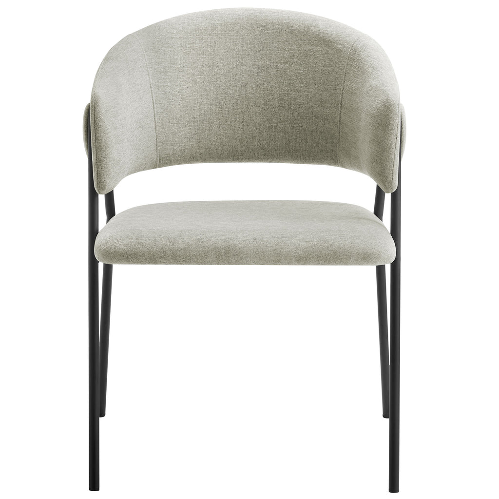 Nella Upholstered Heathered Chenille Dining Chairs Set of 2 - Taupe Black