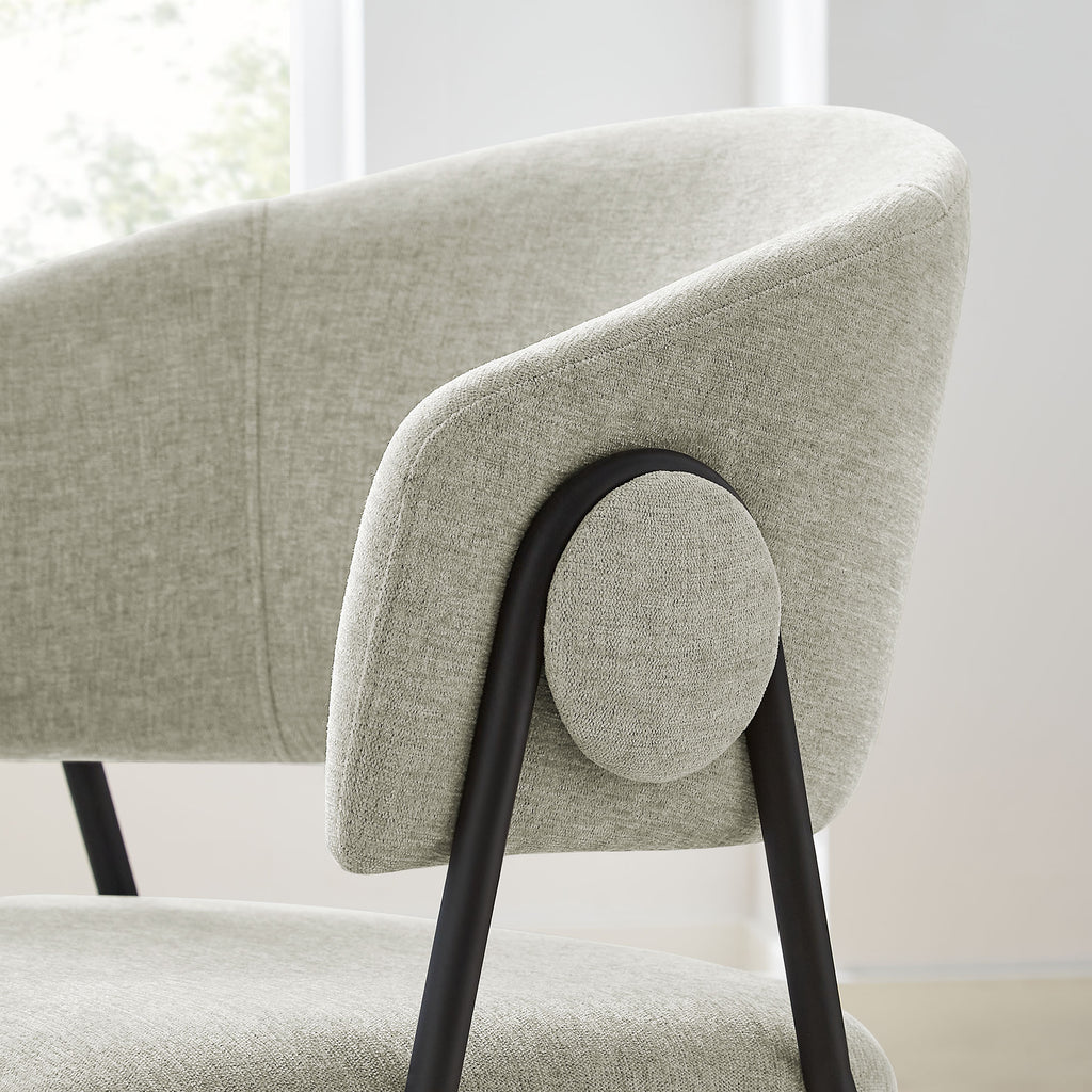 Nella Upholstered Heathered Chenille Dining Chairs Set of 2 - Taupe Black