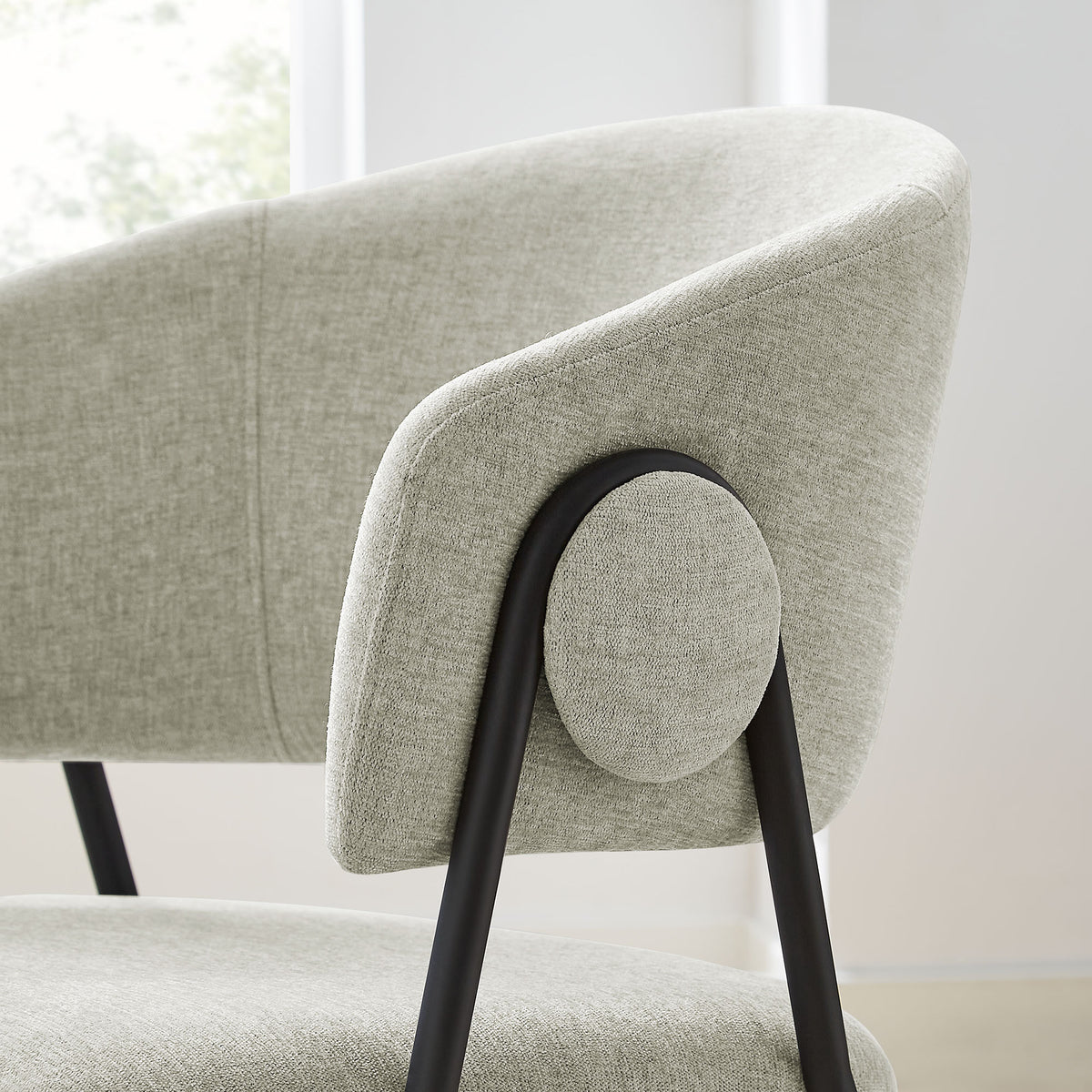 Nella Upholstered Heathered Chenille Dining Chairs Set of 2 - Taupe Black