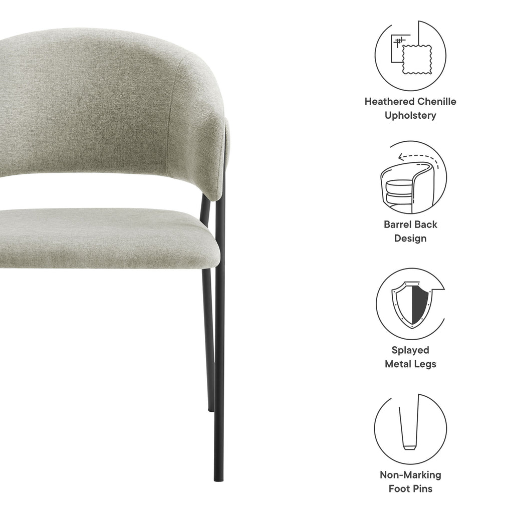 Nella Upholstered Heathered Chenille Dining Chairs Set of 2 - Taupe Black