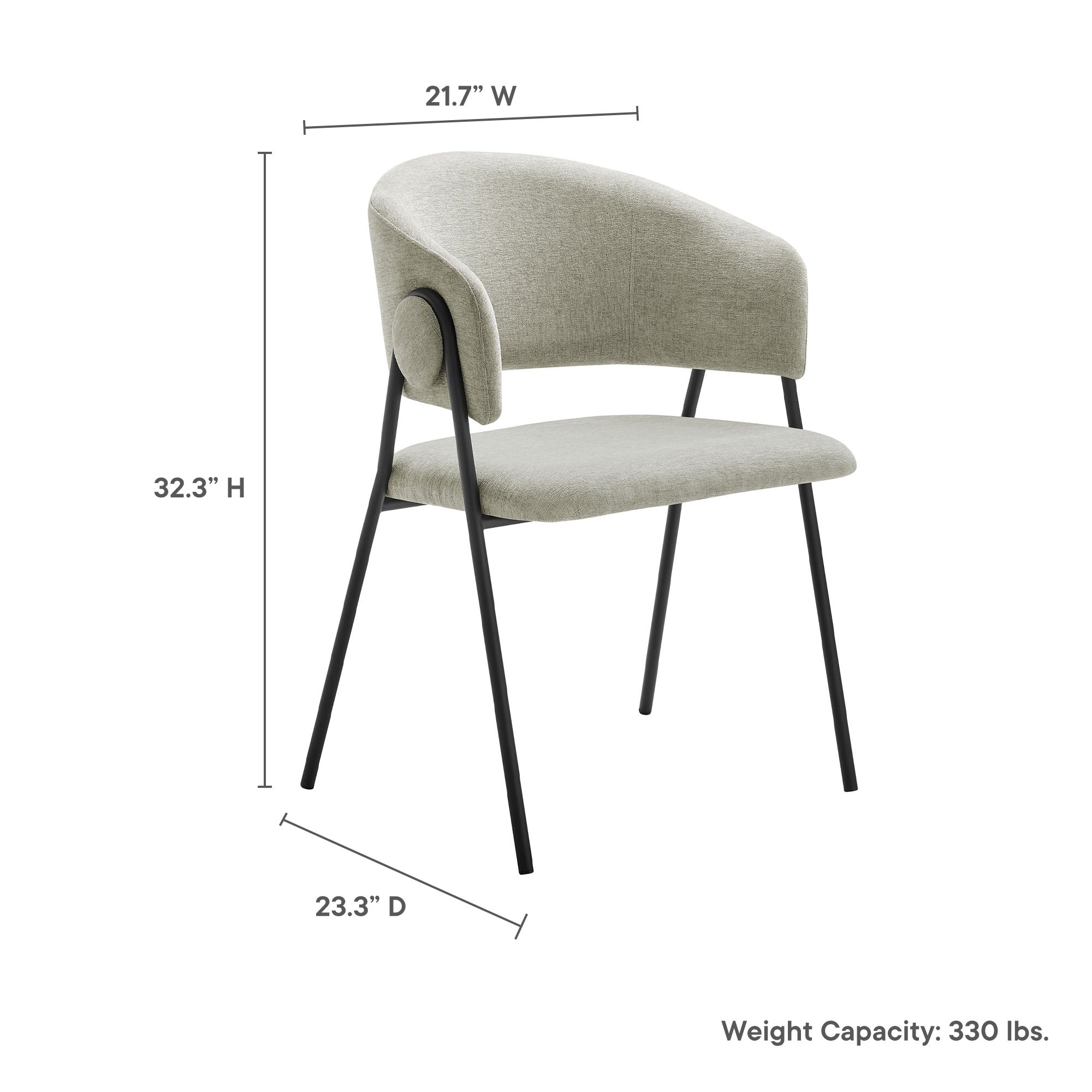 Nella Upholstered Heathered Chenille Dining Chairs Set of 2 - Taupe Black