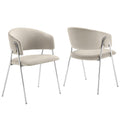Nella Upholstered Performance Velvet Dining Chair Set of 2 - Almond Silver