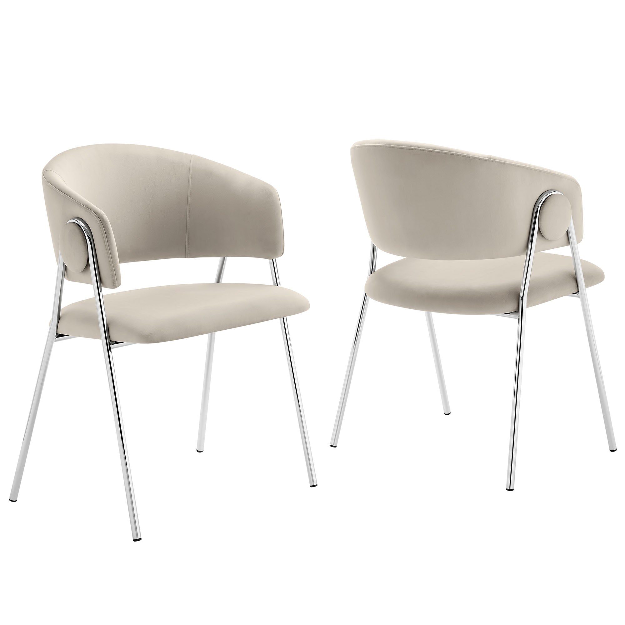 Nella Upholstered Performance Velvet Dining Chair Set of 2 - Almond Silver