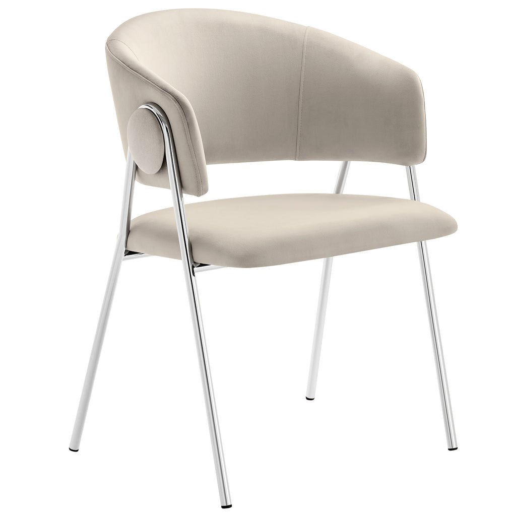 Nella Upholstered Performance Velvet Dining Chair Set of 2 - Almond Silver