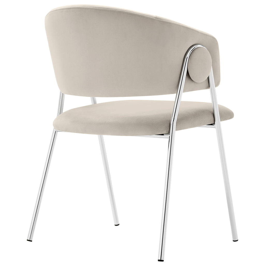 Nella Upholstered Performance Velvet Dining Chair Set of 2 - Almond Silver