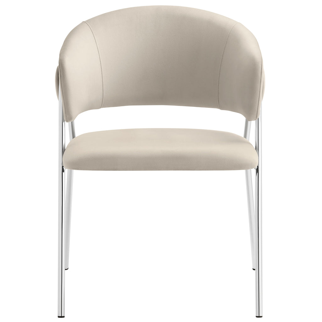 Nella Upholstered Performance Velvet Dining Chair Set of 2 - Almond Silver
