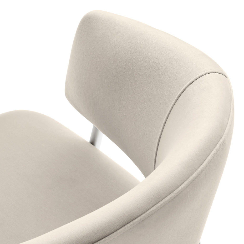 Nella Upholstered Performance Velvet Dining Chair Set of 2 - Almond Silver