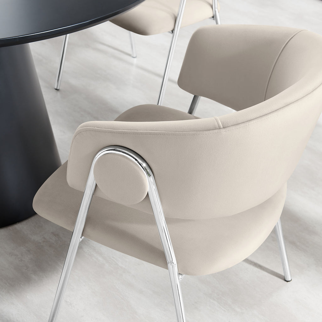 Nella Upholstered Performance Velvet Dining Chair Set of 2 - Almond Silver