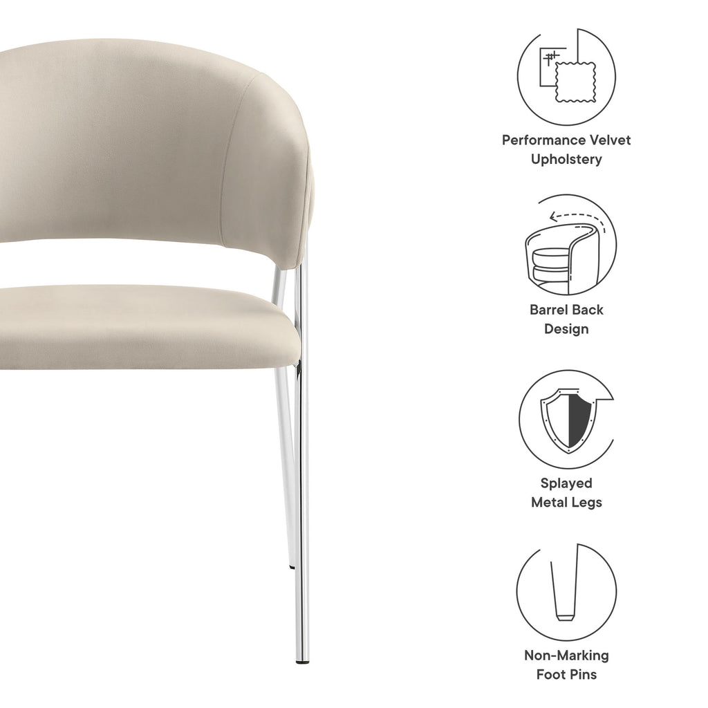 Nella Upholstered Performance Velvet Dining Chair Set of 2 - Almond Silver