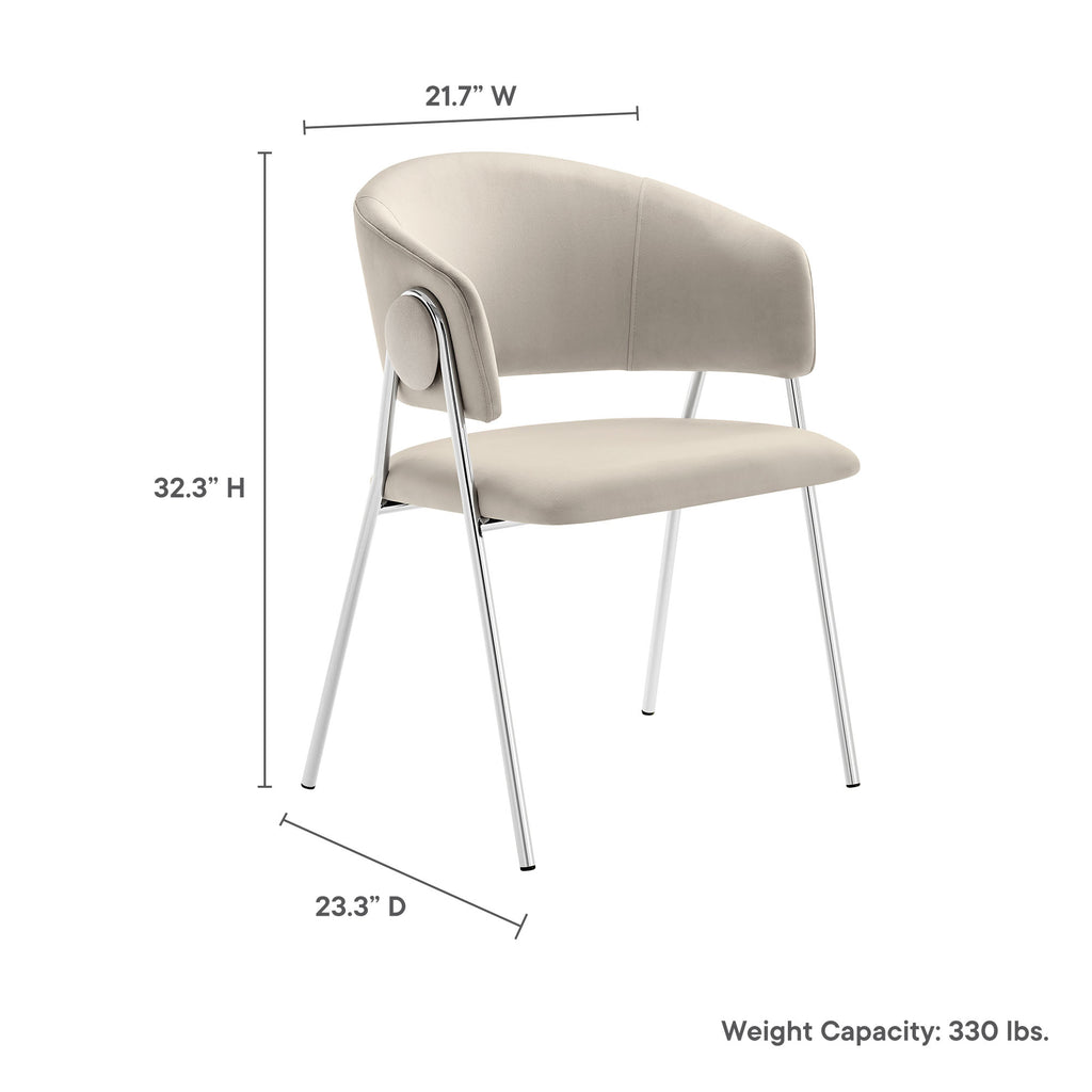 Nella Upholstered Performance Velvet Dining Chair Set of 2 - Almond Silver