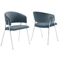 Nella Upholstered Performance Velvet Dining Chair Set of 2 - Cadet Blue