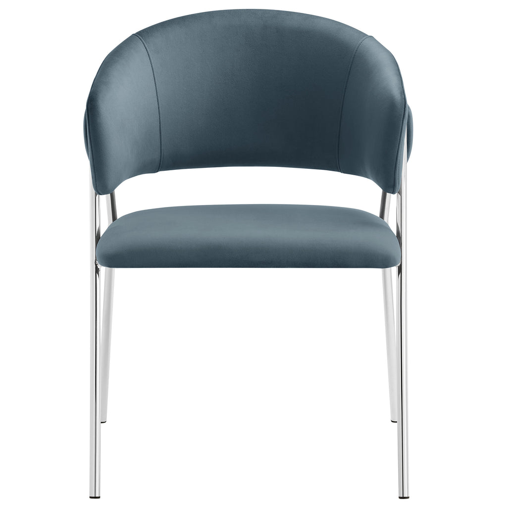 Nella Upholstered Performance Velvet Dining Chair Set of 2 - Cadet Blue