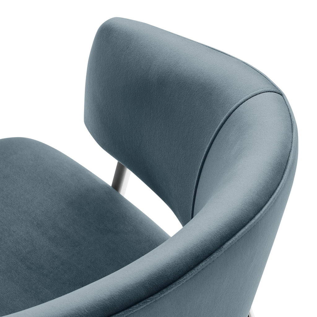 Nella Upholstered Performance Velvet Dining Chair Set of 2 - Cadet Blue
