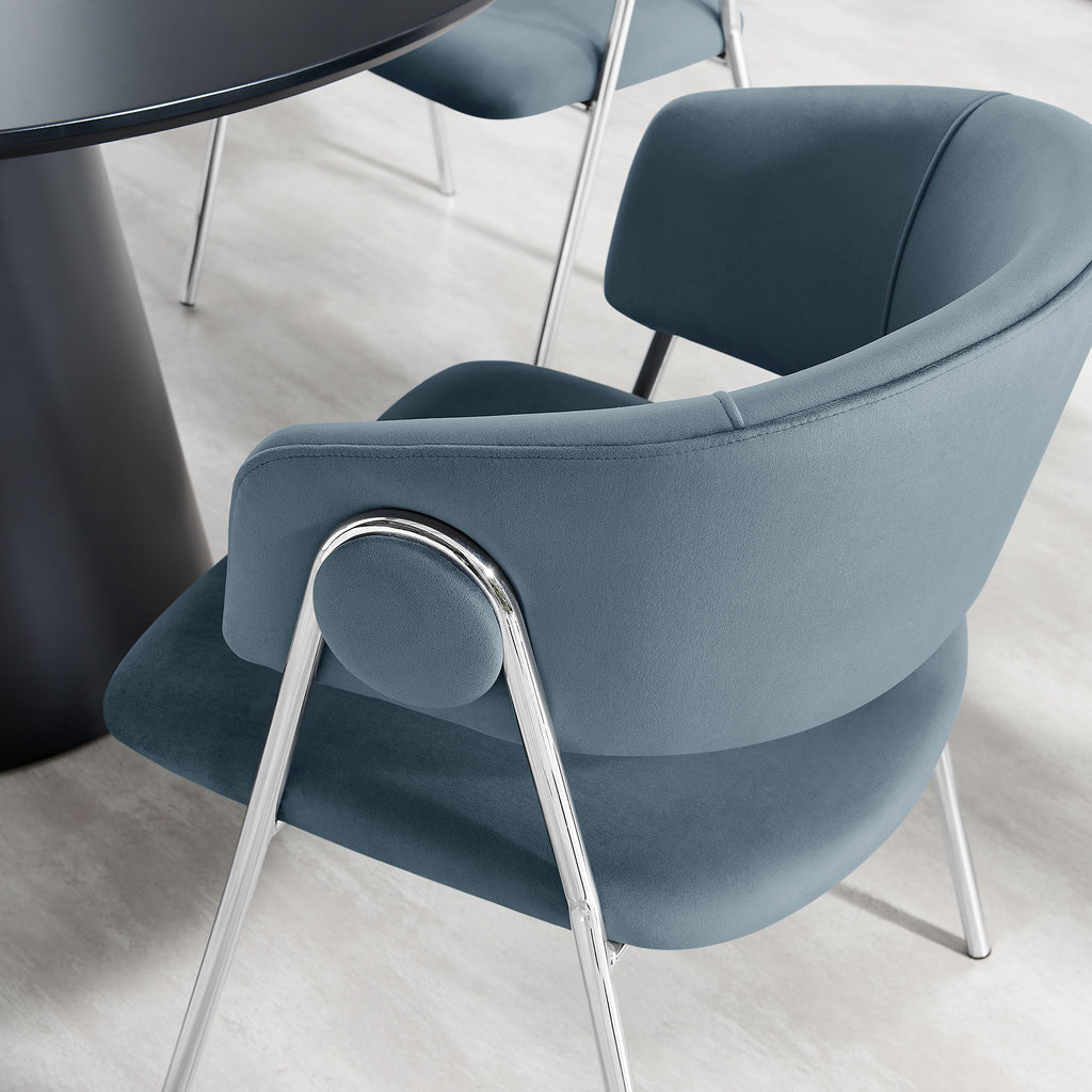 Nella Upholstered Performance Velvet Dining Chair Set of 2 - Cadet Blue