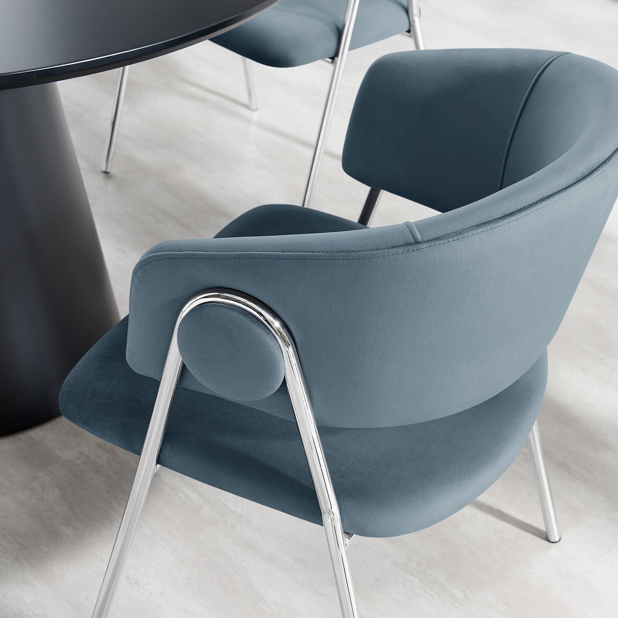 Nella Upholstered Performance Velvet Dining Chair Set of 2 - Cadet Blue