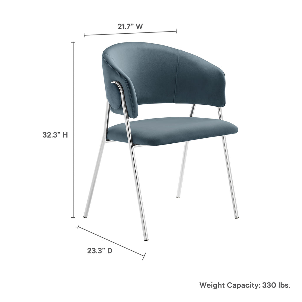 Nella Upholstered Performance Velvet Dining Chair Set of 2 - Cadet Blue